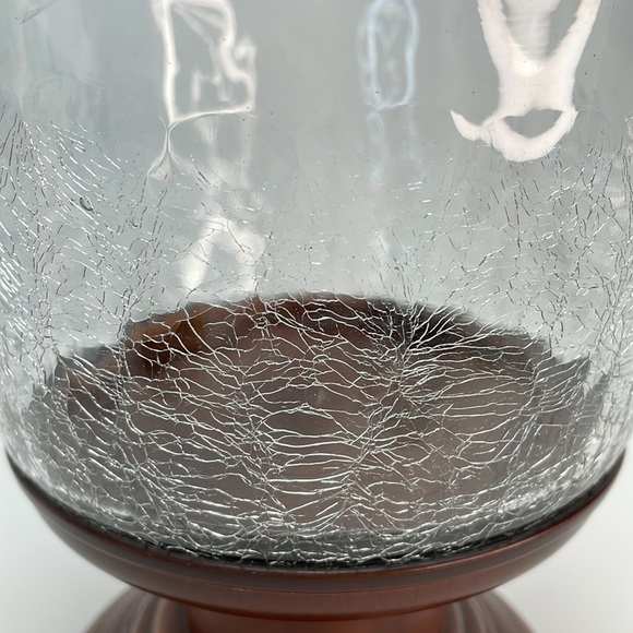 VINTAGE Large Hurricane Crackle Glass and Metal Candle Holder - Picture 8 of 8